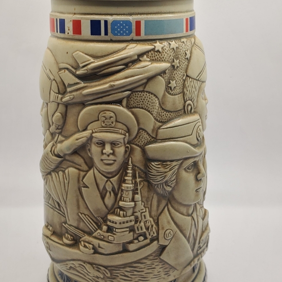 Vintage Tribute to the American Armed Forces Stein Mug Navy Army Marines Avon - Picture 4 of 8